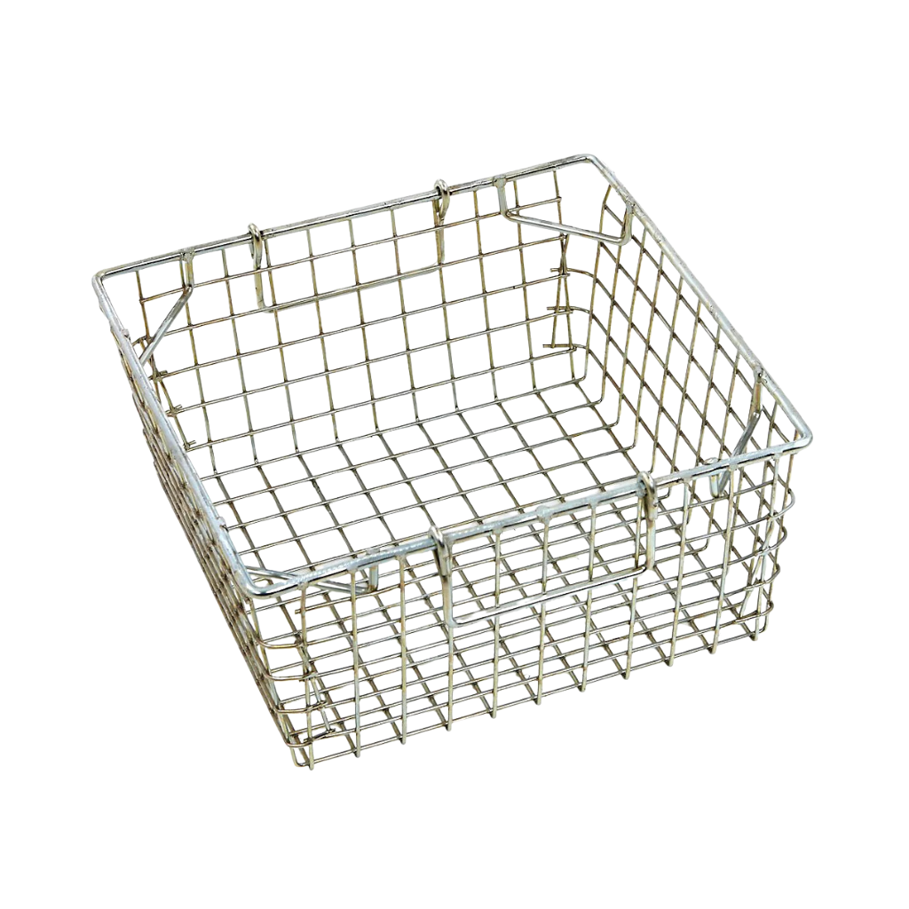 TB1Z Zinc Mesh Tote Basket - 12 gauge 25mm mesh - 305D x 305W x 150H